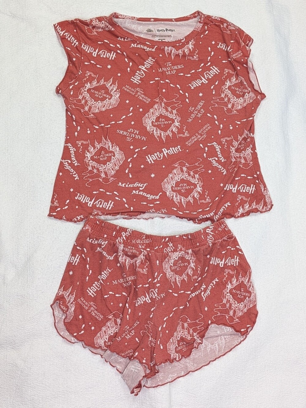 Harry Potter 2 Piece Pajama Set T Shirt Shorts Womens Sz Medium Wizarding World